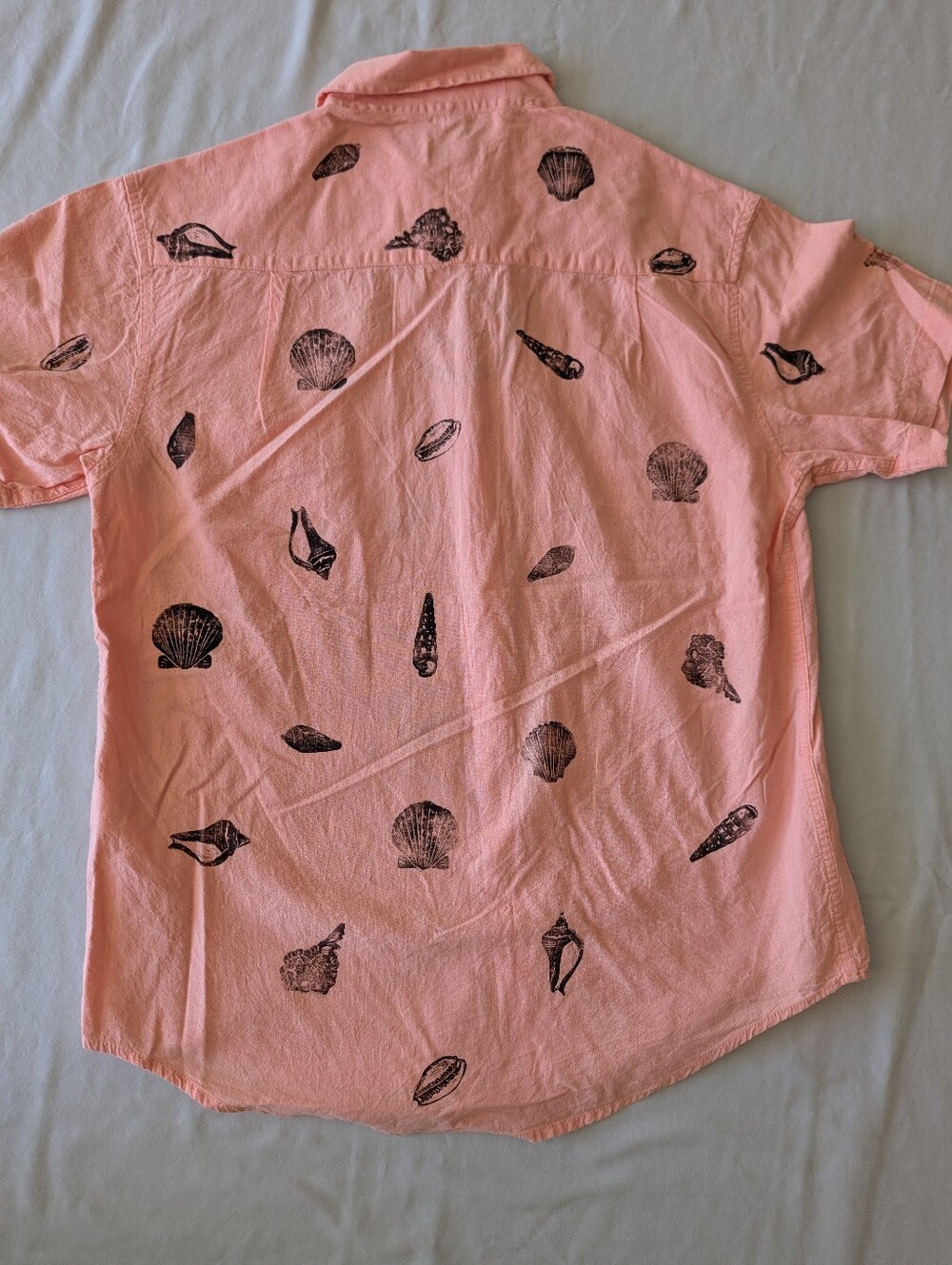 Seashell Hand Block Printed Button Up Shirt